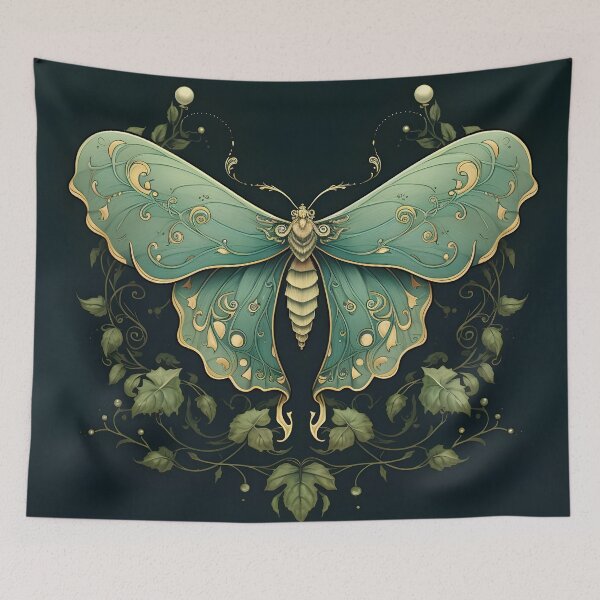 Item preview, art nouveau moth art print designed and sold by dcrc.