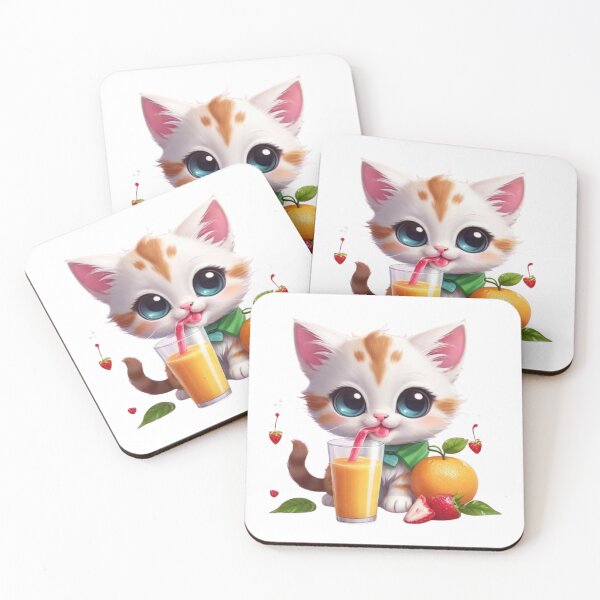 Item preview, Clipart of a cute cat drinking juice.  designed and sold by Vegasstickers.