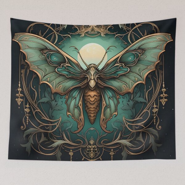 Item preview, Art nouveau moth art print designed and sold by dcrc.