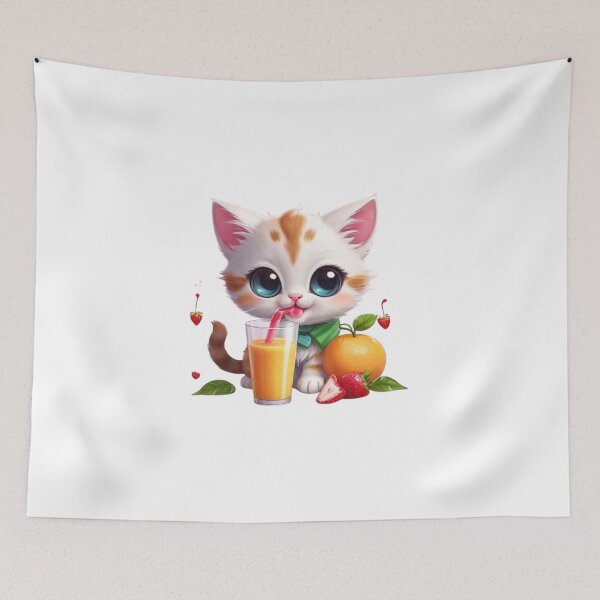 Item preview, Clipart of a cute cat drinking juice.  designed and sold by Vegasstickers.