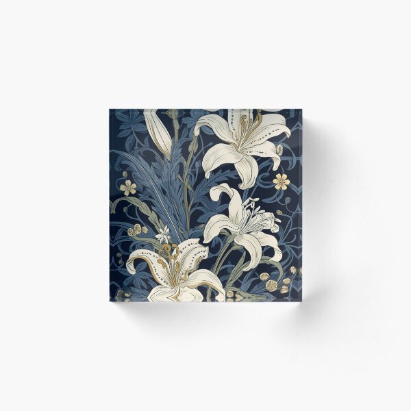Item preview, White Lilies on Blue Background  designed and sold by Deepestblue.