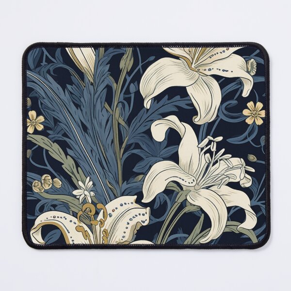 Item preview, White Lilies on Blue Background  designed and sold by Deepestblue.