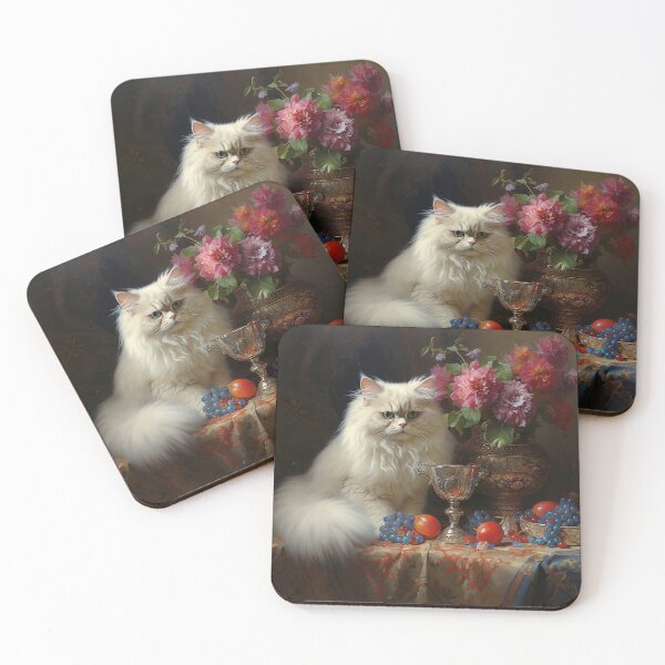 Item preview, White Persian Cat on Table designed and sold by Elisabeth Lucas.