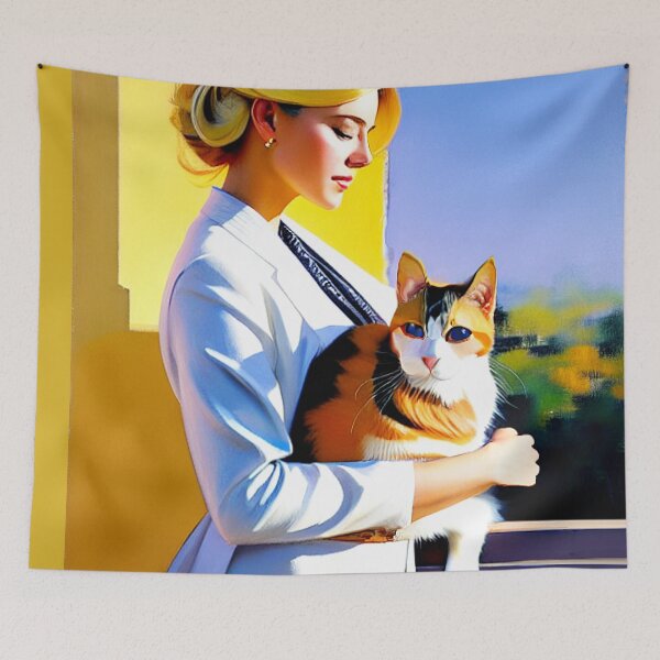 Item preview, A Portrait of a Blonde and Their Tortishell Cat designed and sold by VespersEmporium.
