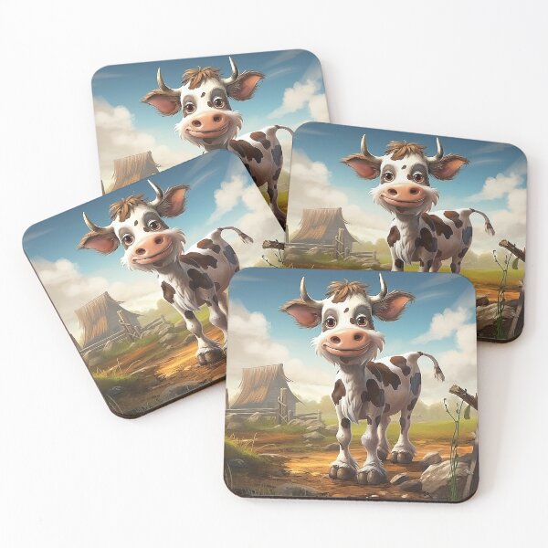 Item preview, Brown and White Cartoon Cow designed and sold by Elisabeth Lucas.