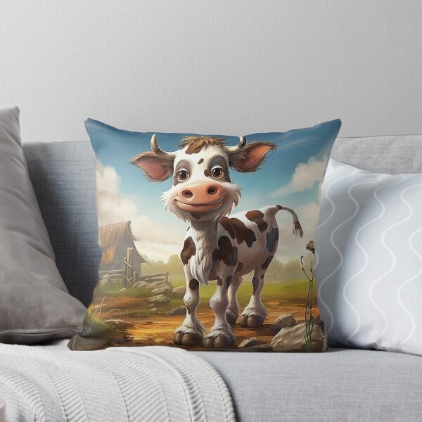 Item preview, Brown and White Cartoon Cow designed and sold by Elisabeth Lucas.