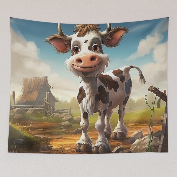 Item preview, Brown and White Cartoon Cow designed and sold by Elisabeth Lucas.