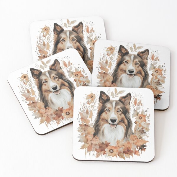 Item preview, Collie Dog in Autumn Leaves Illustration designed and sold by SweetlanArt.
