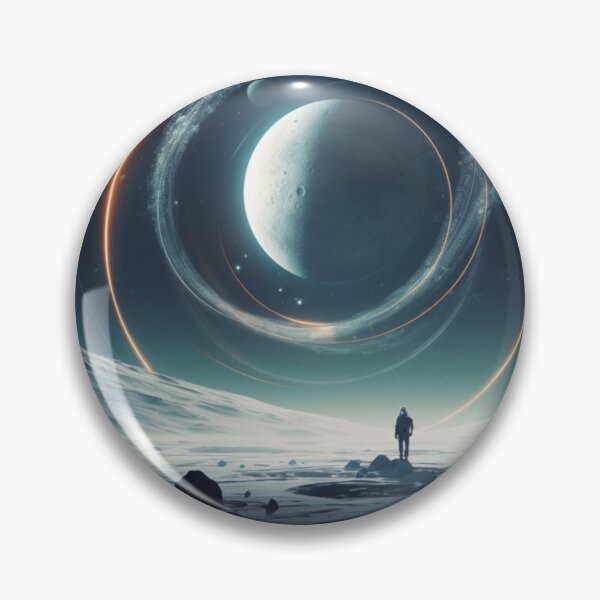 Item preview, "Endurance Spacecraft Orbiting Icy Rings: Minimalist Space A designed and sold by ChamounVisual.