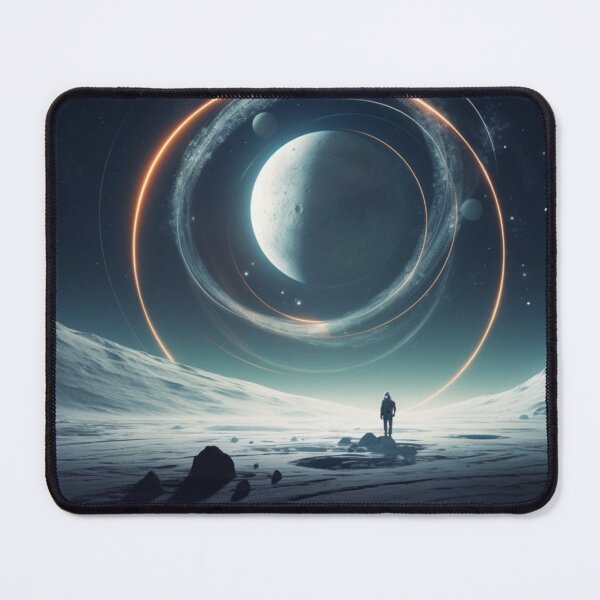 Item preview, "Endurance Spacecraft Orbiting Icy Rings: Minimalist Space A designed and sold by ChamounVisual.