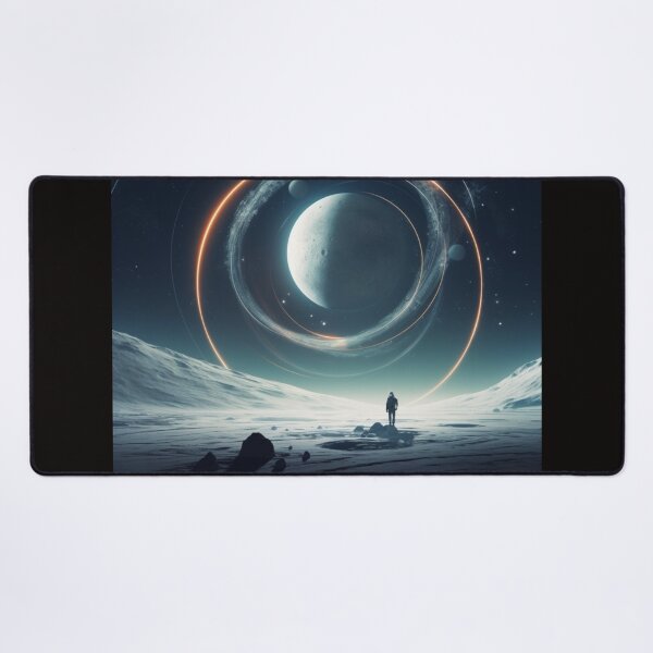 Item preview, "Endurance Spacecraft Orbiting Icy Rings: Minimalist Space A designed and sold by ChamounVisual.