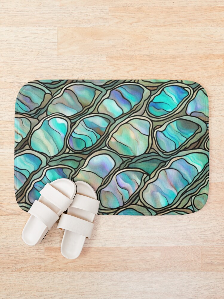 Thumbnail 1 of 6, Bath Mat, Abstract Abalone Inlay Shell Pattern designed and sold by calibrit.