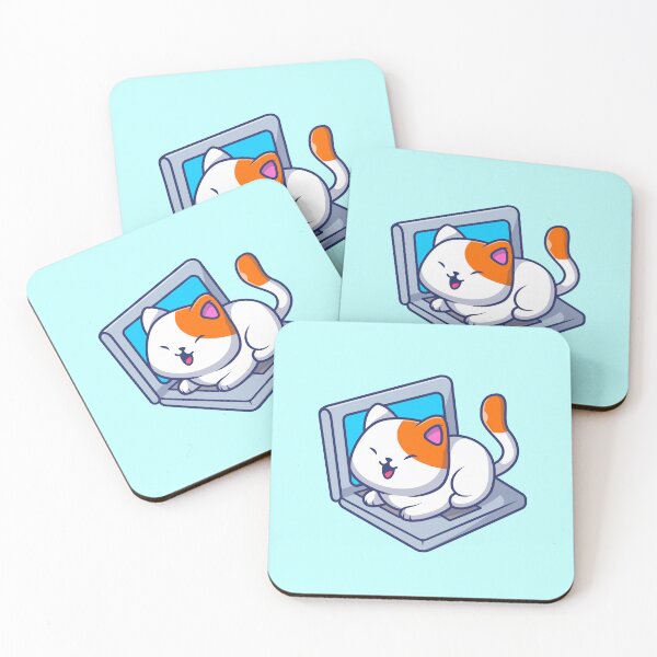Item preview, Cute Cat Sitting on Laptop Cartoon Vector Icon Illustration designed and sold by hjian8219.