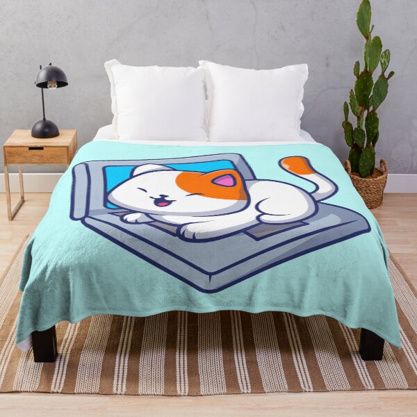 Item preview, Cute Cat Sitting on Laptop Cartoon Vector Icon Illustration designed and sold by hjian8219.