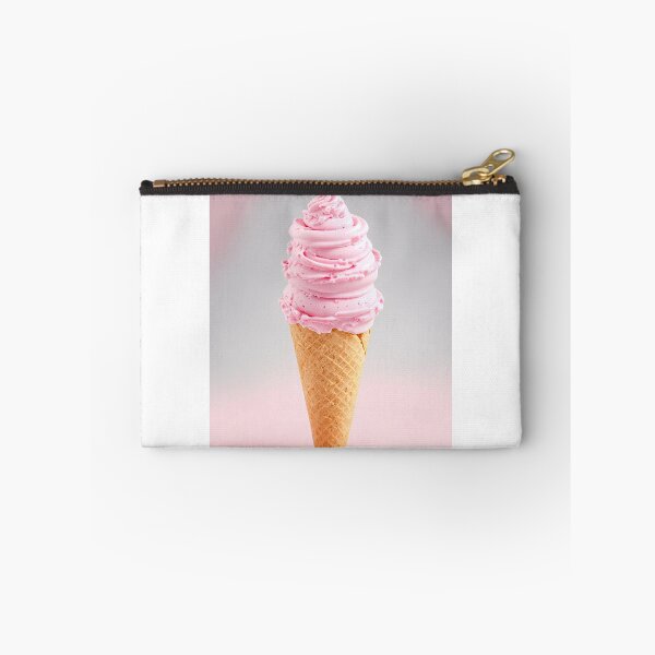 Item preview, Pink ice-cream in cone on pastel pink and blue background designed and sold by ArtyBuys.