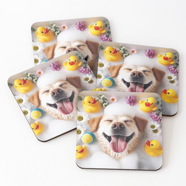 Item preview, very happy dog laid back and relaxing in the bubble bath  designed and sold by clearviewstock.