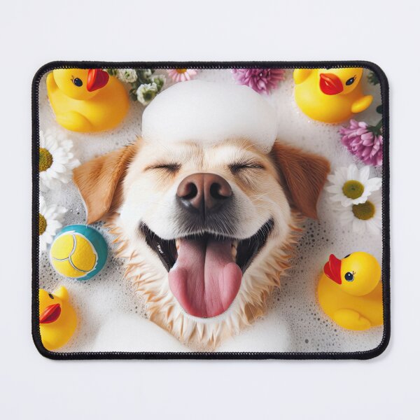 Item preview, very happy dog laid back and relaxing in the bubble bath  designed and sold by clearviewstock.