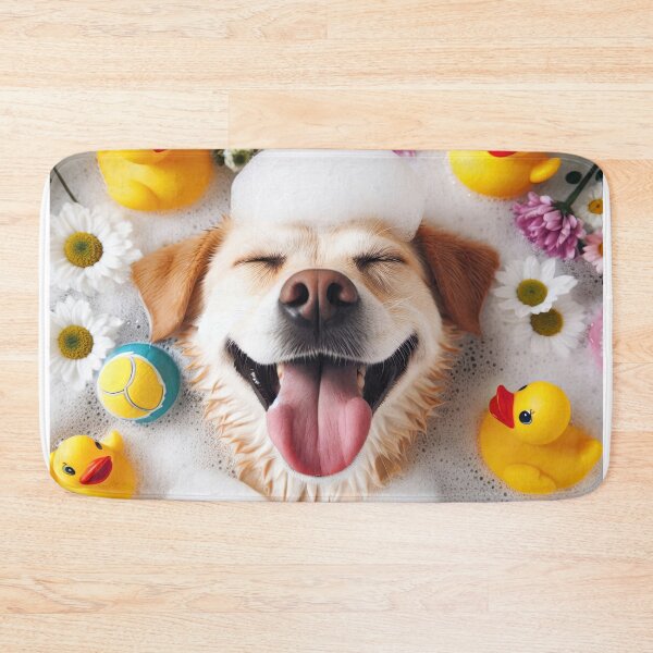 Item preview, very happy dog laid back and relaxing in the bubble bath  designed and sold by clearviewstock.