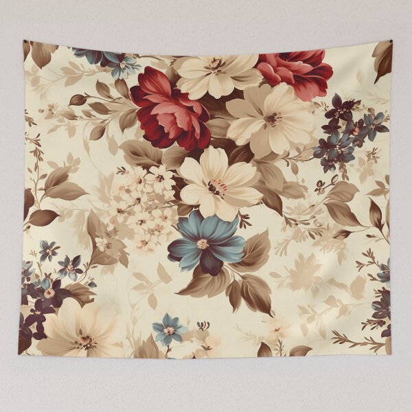 Item preview, romantic and nostalgic themes beige floral designed and sold by aiartbay.