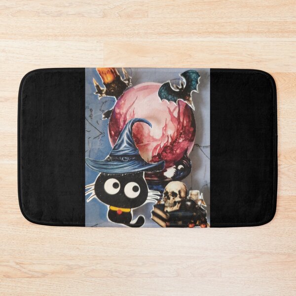 Aperçu de l'œuvre Halloween du chaton noir sorcier avec un futur ATC effrayant créée et vendue par HandicraftAngel.