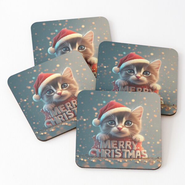 Item preview, Merry Christmas Baby Cat with Colored Stars designed and sold by SDBSTORE.