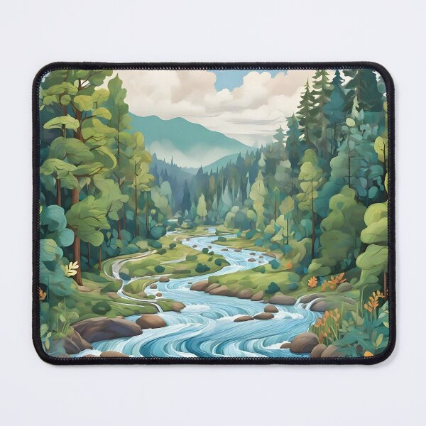 Item preview, Gentle River Flowing Through Forest: A Serene and Peaceful Scene designed and sold by Best-Art-32.