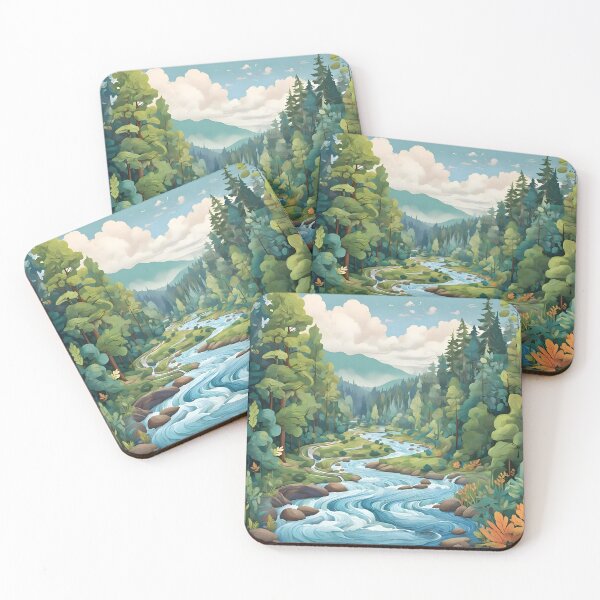 Item preview, Gentle River Flowing Through Forest: A Serene and Peaceful Scene designed and sold by Best-Art-32.