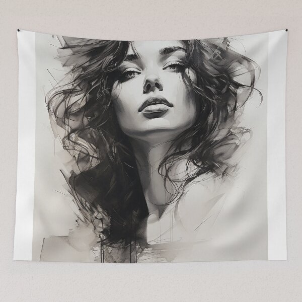 Item preview, Whispers of Charcoal: A Portrait in Grayscale designed and sold by oanaunciuleanu.