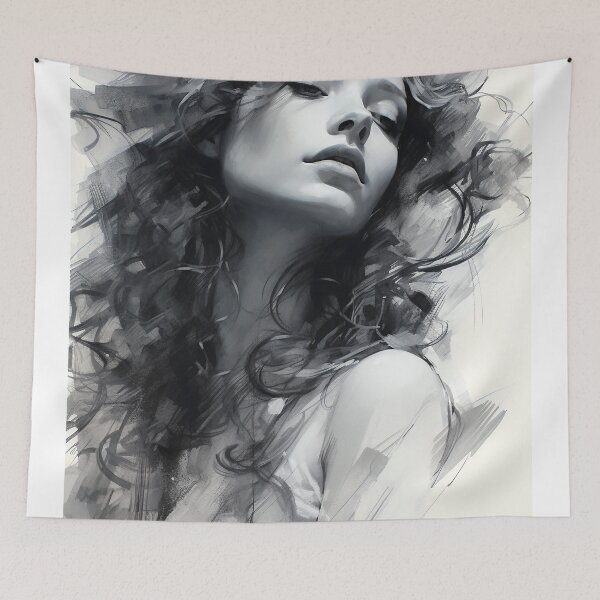 Item preview, Whispers of Charcoal: A Portrait in Grayscale designed and sold by oanaunciuleanu.