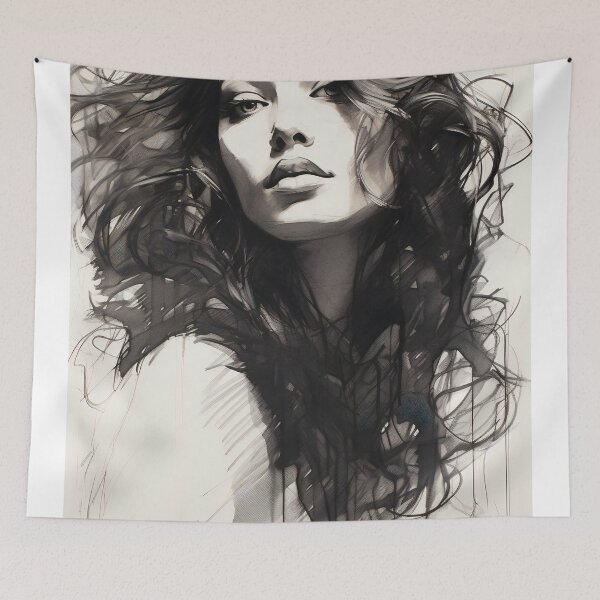 Item preview, Whispers of Charcoal: A Portrait in Grayscale designed and sold by oanaunciuleanu.