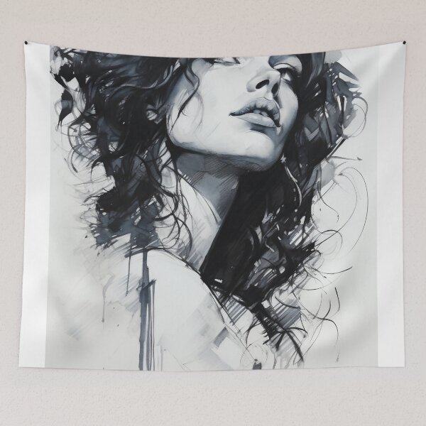 Item preview, Whispers of Charcoal: A Portrait in Grayscale designed and sold by oanaunciuleanu.