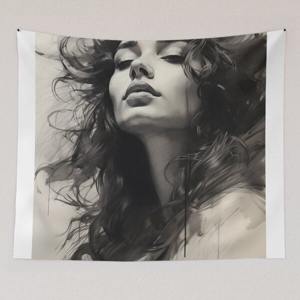 Item preview, Whispers of Charcoal: A Portrait in Grayscale designed and sold by oanaunciuleanu.