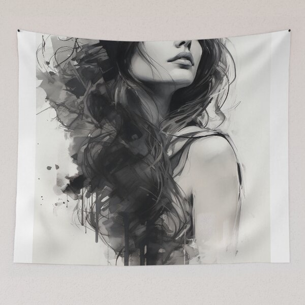 Item preview, Whispers of Charcoal: A Portrait in Grayscale designed and sold by oanaunciuleanu.