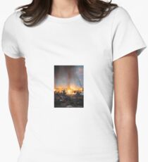Finnish soldier looks at a burning town, 1944 Women's Fitted T-Shirt