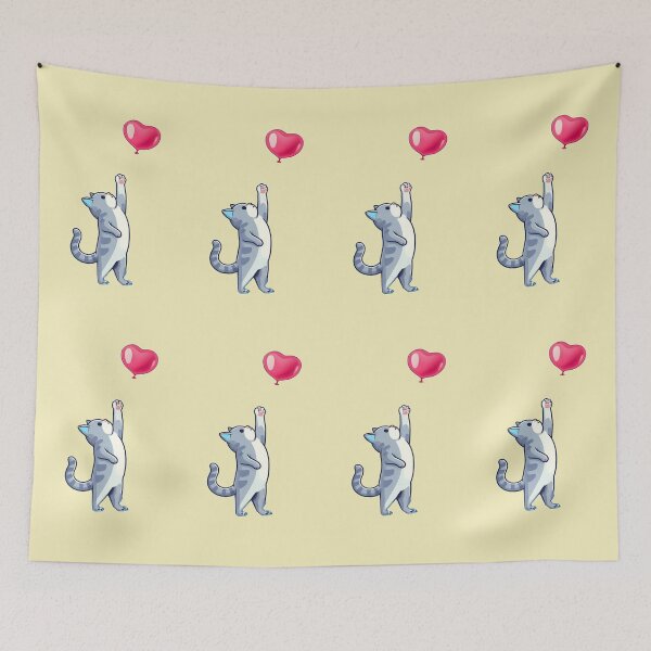Item preview, heart balloon and cat designed and sold by NAGNE.