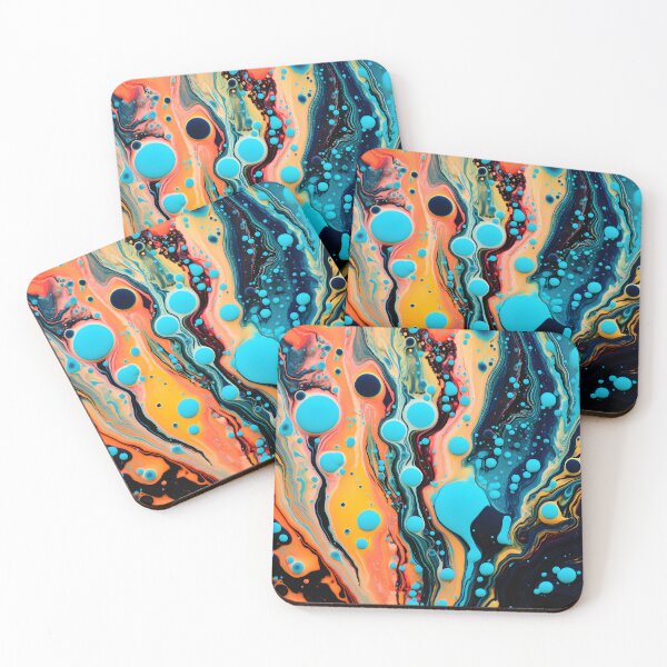Item preview, Vibrant Fluid Artistry in Aqua and Orange designed and sold by VectorPlace.