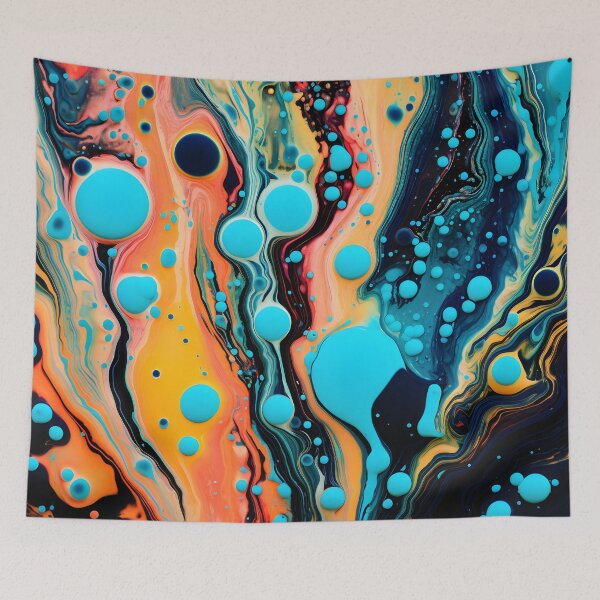 Item preview, Vibrant Fluid Artistry in Aqua and Orange designed and sold by VectorPlace.
