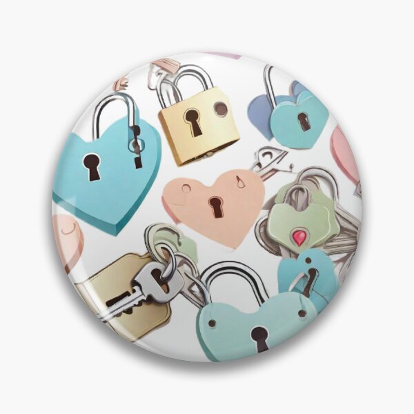 Item preview, key , padlock, heartม paperPrompt detailwhite background, full color. Vector. Hd paper craft pastel sharp seemless pattle designed and sold by thima shop.