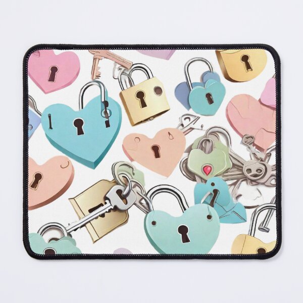 Item preview, key , padlock, heartม paperPrompt detailwhite background, full color. Vector. Hd paper craft pastel sharp seemless pattle designed and sold by thima shop.