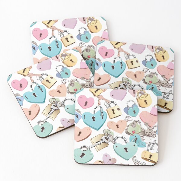 Item preview, key , padlock, heartม paperPrompt detailwhite background, full color. Vector. Hd paper craft pastel sharp seemless pattle designed and sold by thima shop.