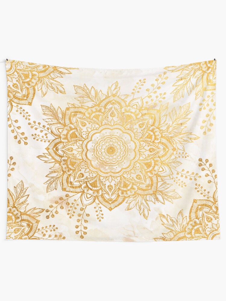 Alternate view of Queen Starring of Mandala-Gold Sunflower Tapestry