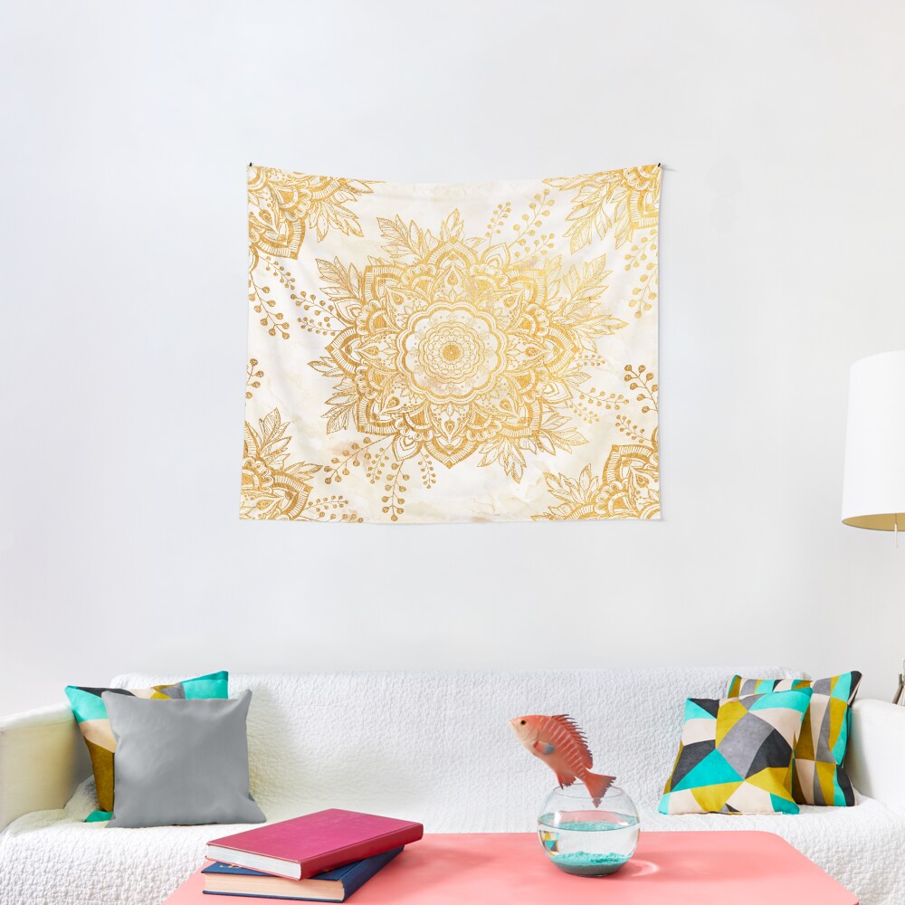 Queen Starring of Mandala-Gold Sunflower Tapestry