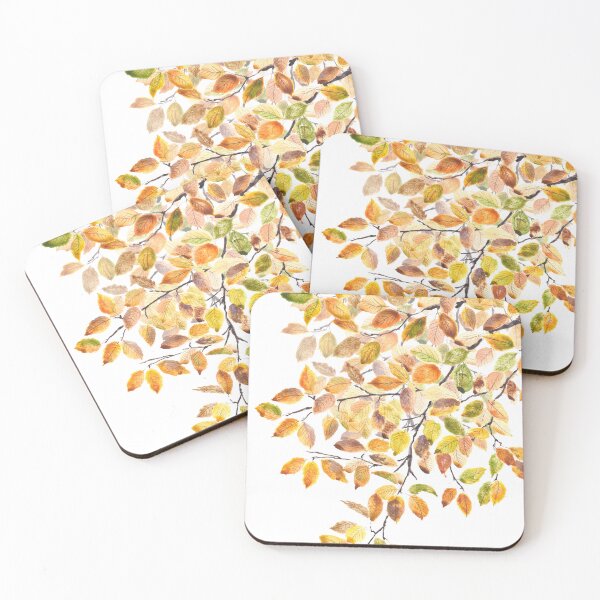Item preview, Autumn yellow and orange  beech leaves watercolor 2 designed and sold by ColorandColor.