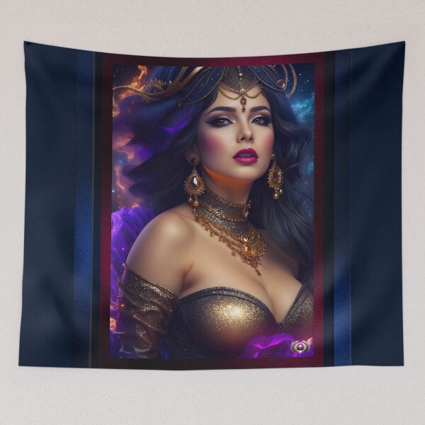Item preview, Urai And All That Glitters Captivating Cosmic Beauty AI Concept Art Portrait by Xzendor7 designed and sold by Xzendor7 Digital Art Creations.