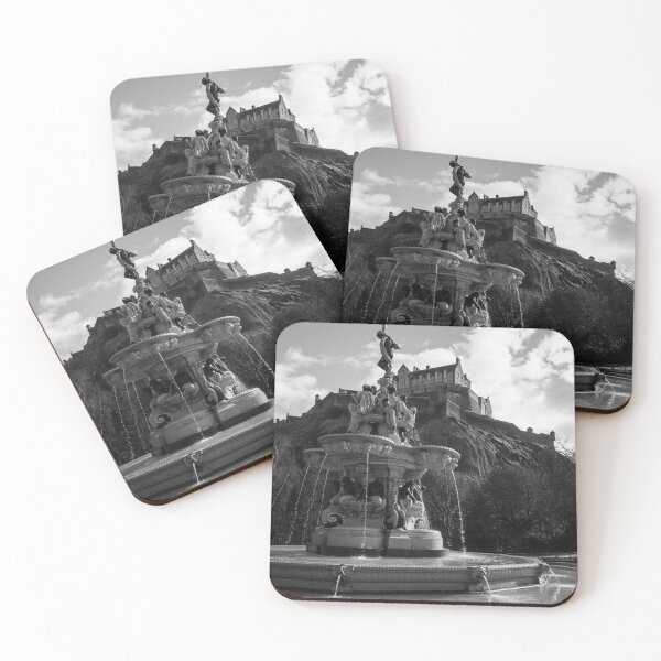 Item preview, Ross Fountain and Edinburgh Castle in black and white designed and sold by cdkphotos.