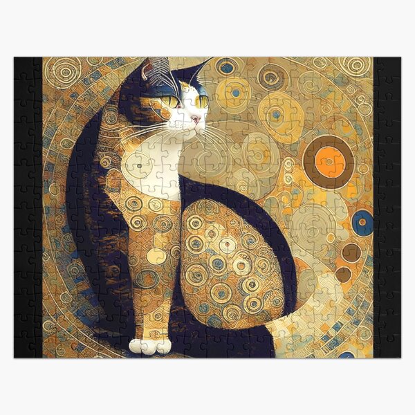 Item preview, Vintage Art Nouveau Style Painting Of A Cat Inspired By Gustav Klimt designed and sold by LanaGustavsson.