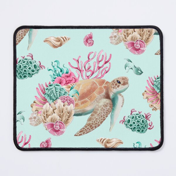 Item preview, Sea Turtle & Coral teal BG designed and sold by CJ Creations.