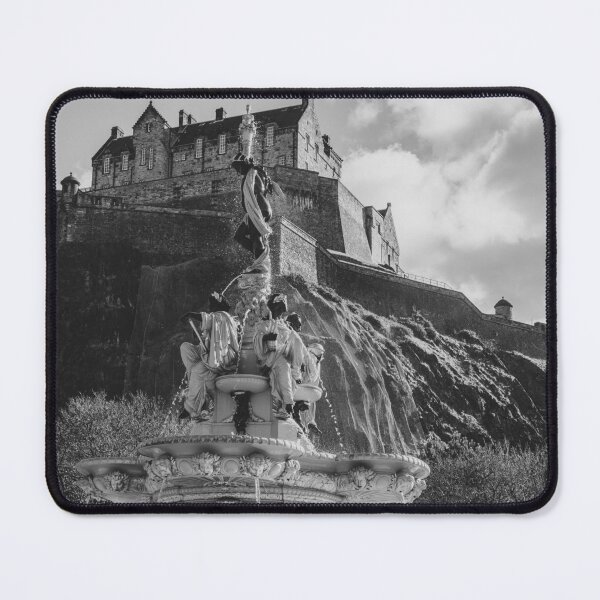 Item preview, Edinburgh Castle and Ross Fountain views in black and white designed and sold by cdkphotos.