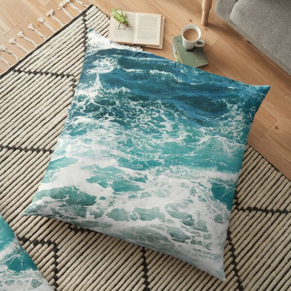 Blue Ocean Waves  Floor Pillow