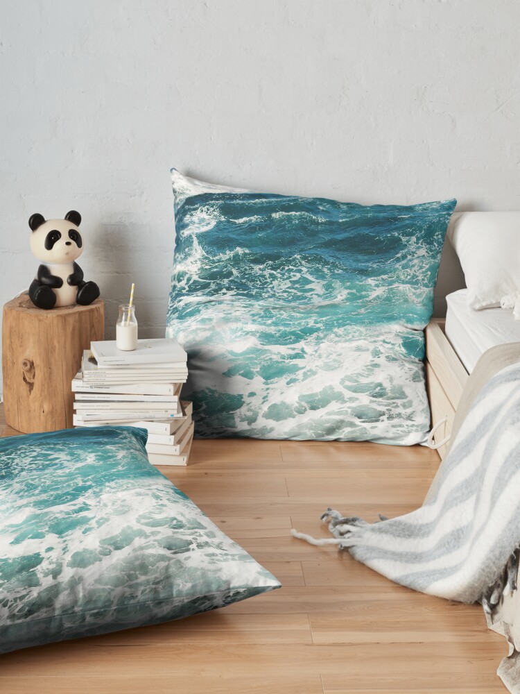 Alternate view of Blue Ocean Waves Floor Pillow